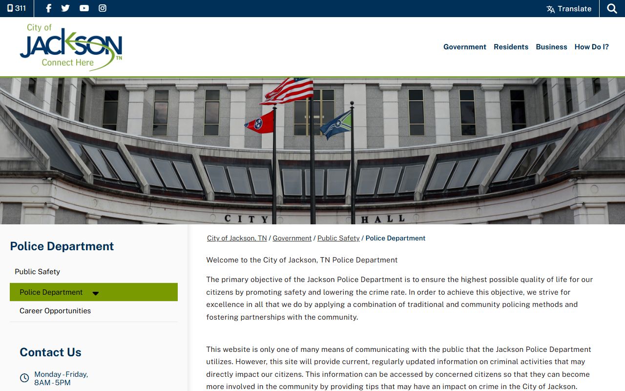 Jackson Police Department website showing booking release information