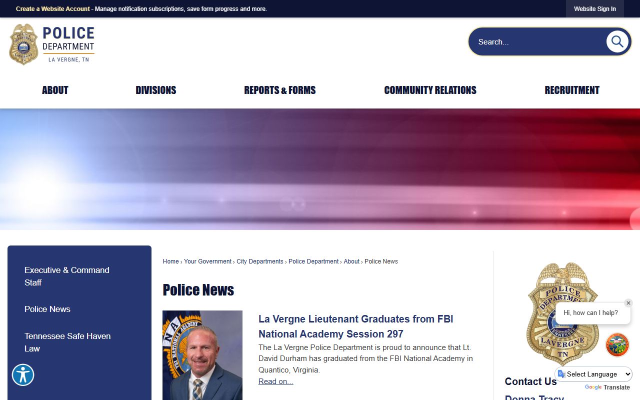 La Vergne Police Department booking releases information