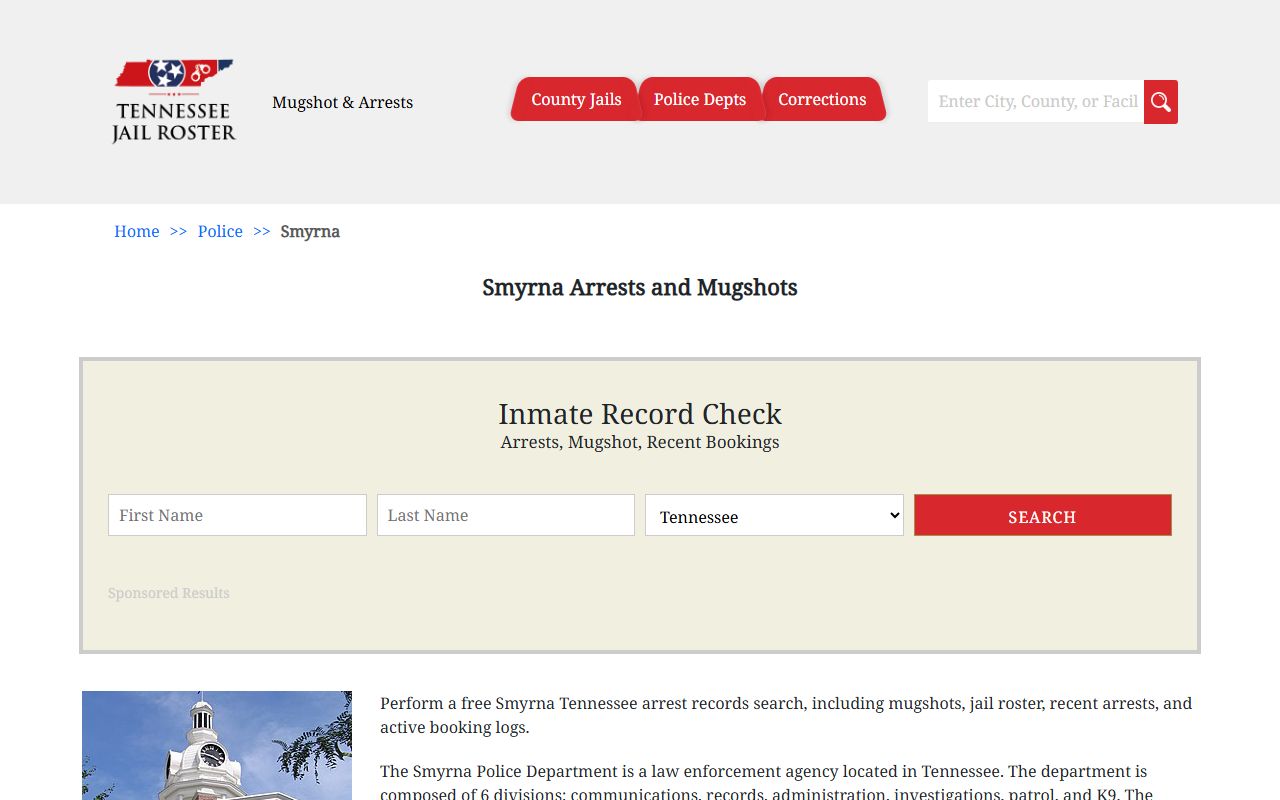 Smyrna arrest records and booking releases information