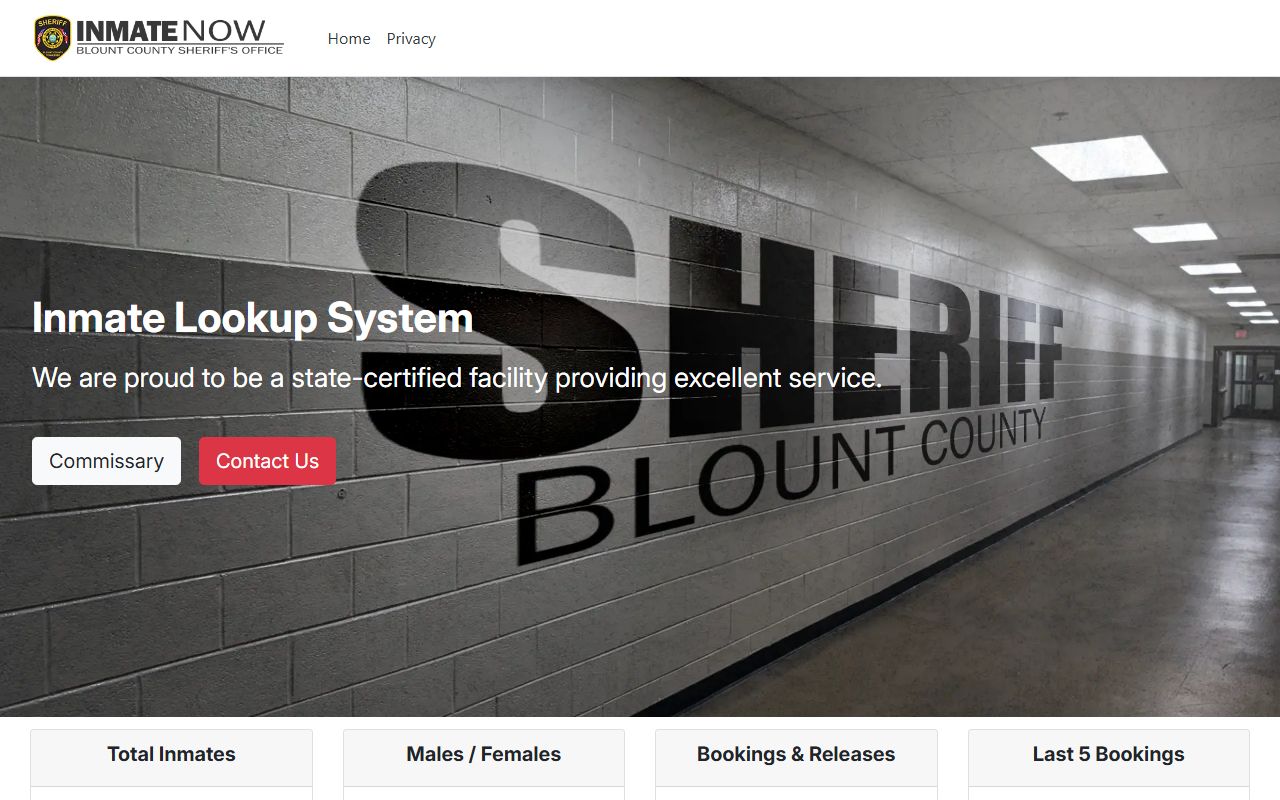 Blount County inmate lookup system for booking releases