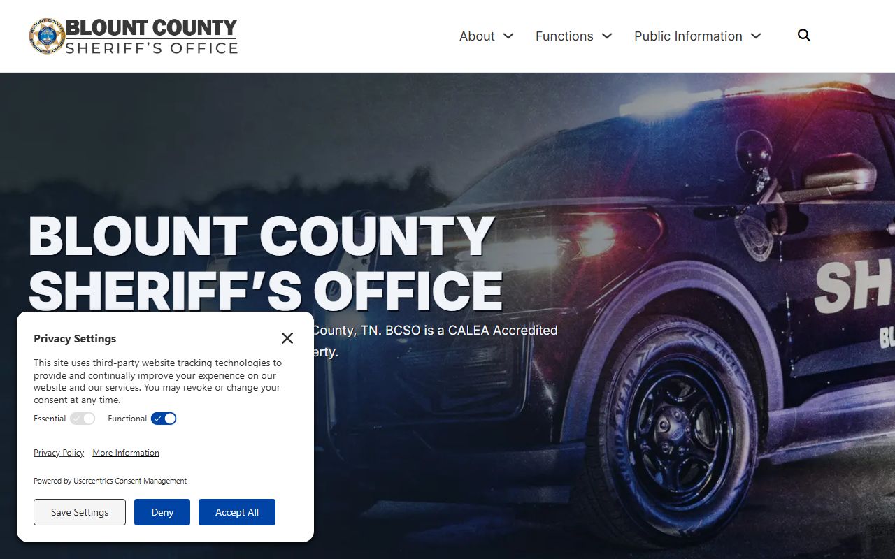 Blount County Sheriff's Office website for booking releases