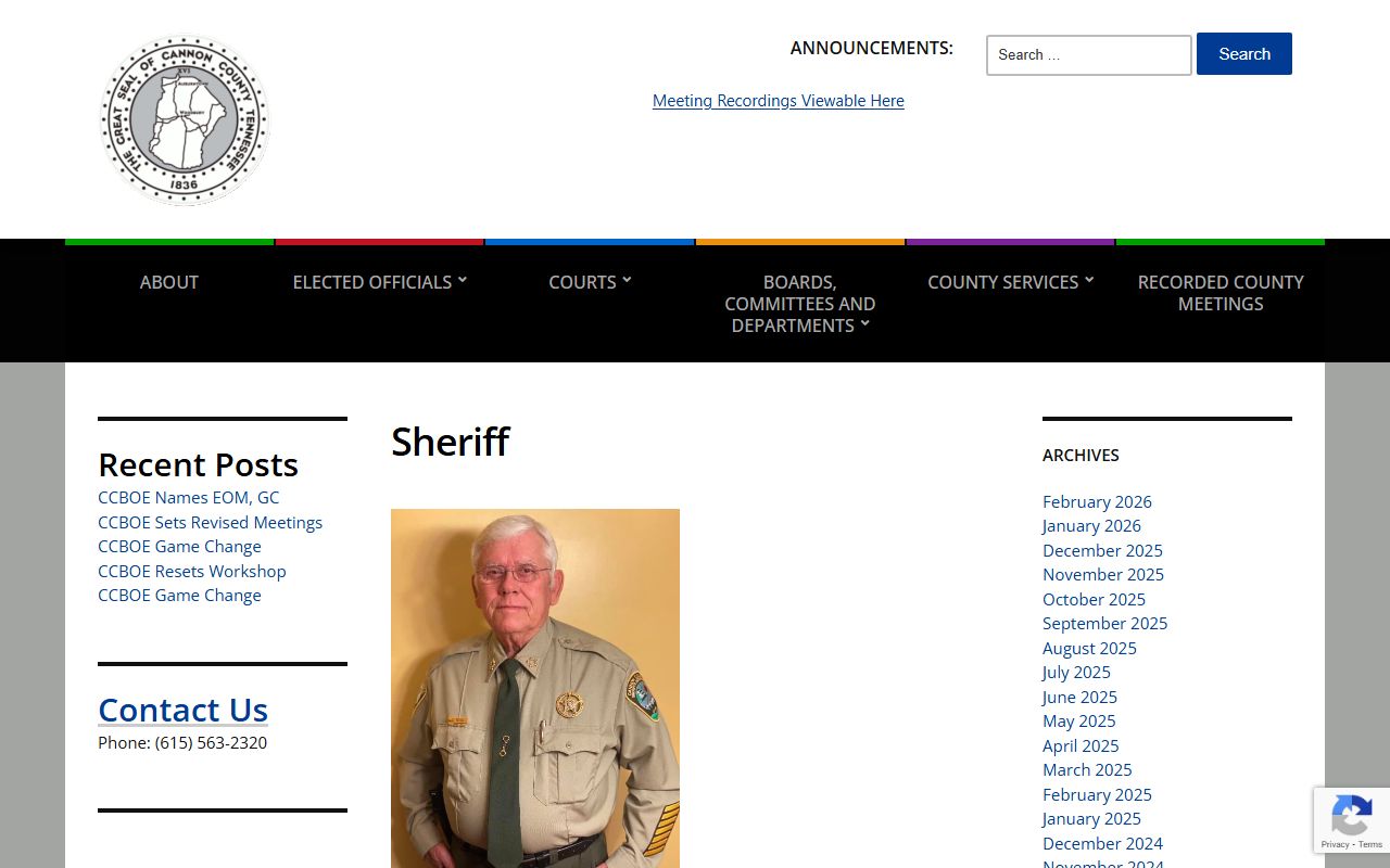 Cannon County Sheriff's Office website for booking releases