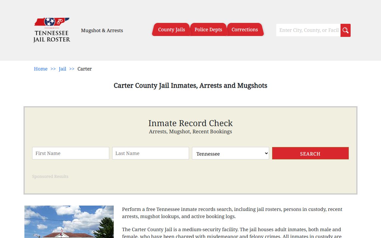 Carter County jail information and booking releases