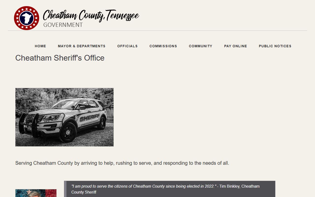 Cheatham County Sheriff's Office website for booking releases