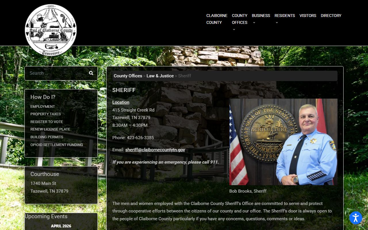 Claiborne County Sheriff's Office website for booking releases