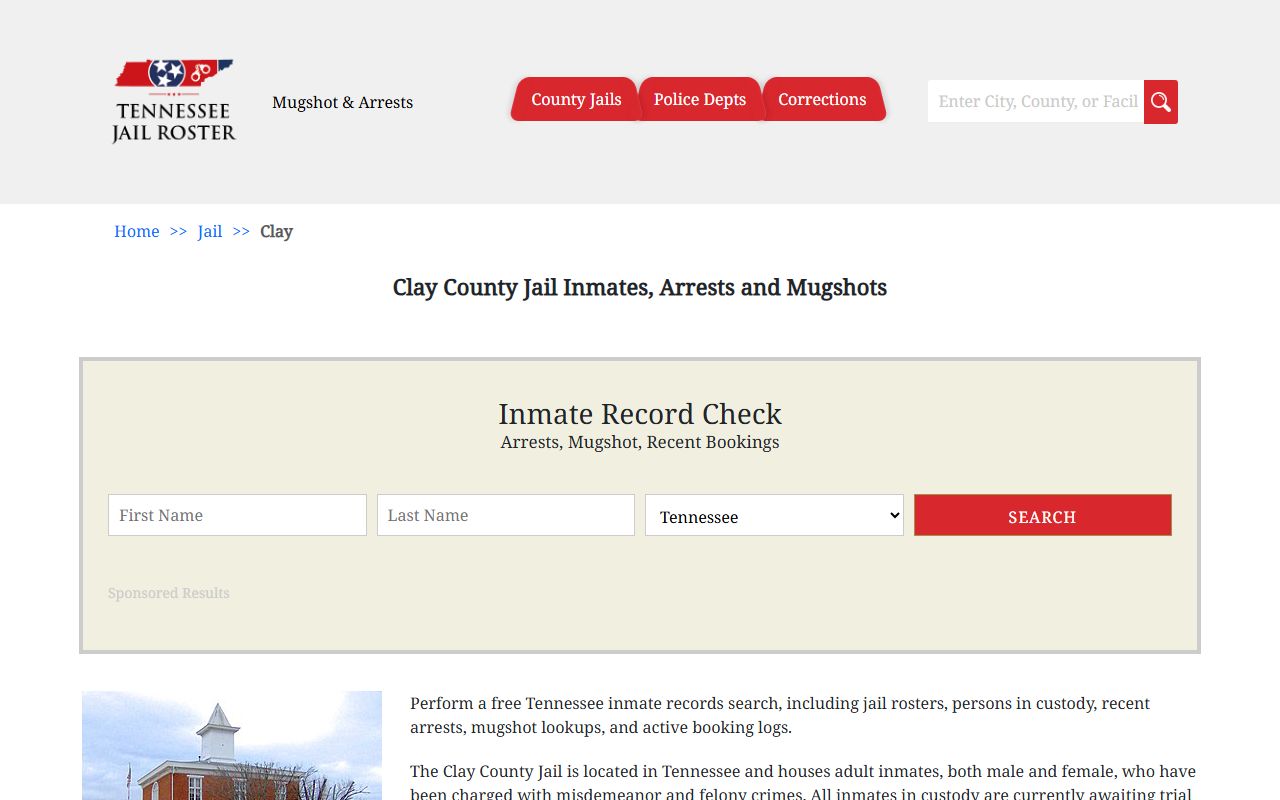 Clay County jail information and booking releases