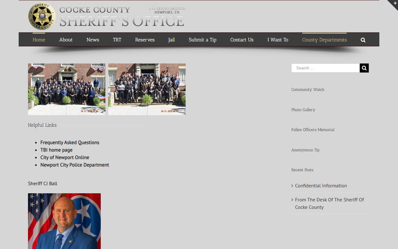 Cocke County Sheriff's Office website for booking releases