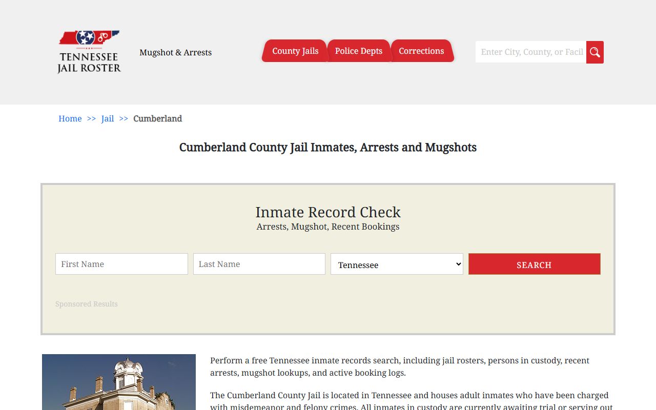 Cumberland County jail information for booking releases