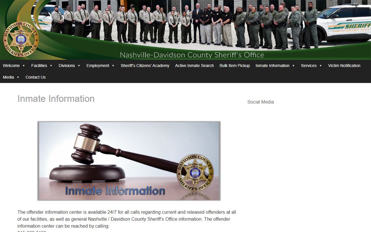 Davidson County inmate information portal for booking releases
