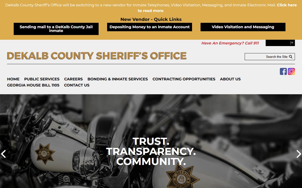 DeKalb County Sheriff's Office website for booking releases