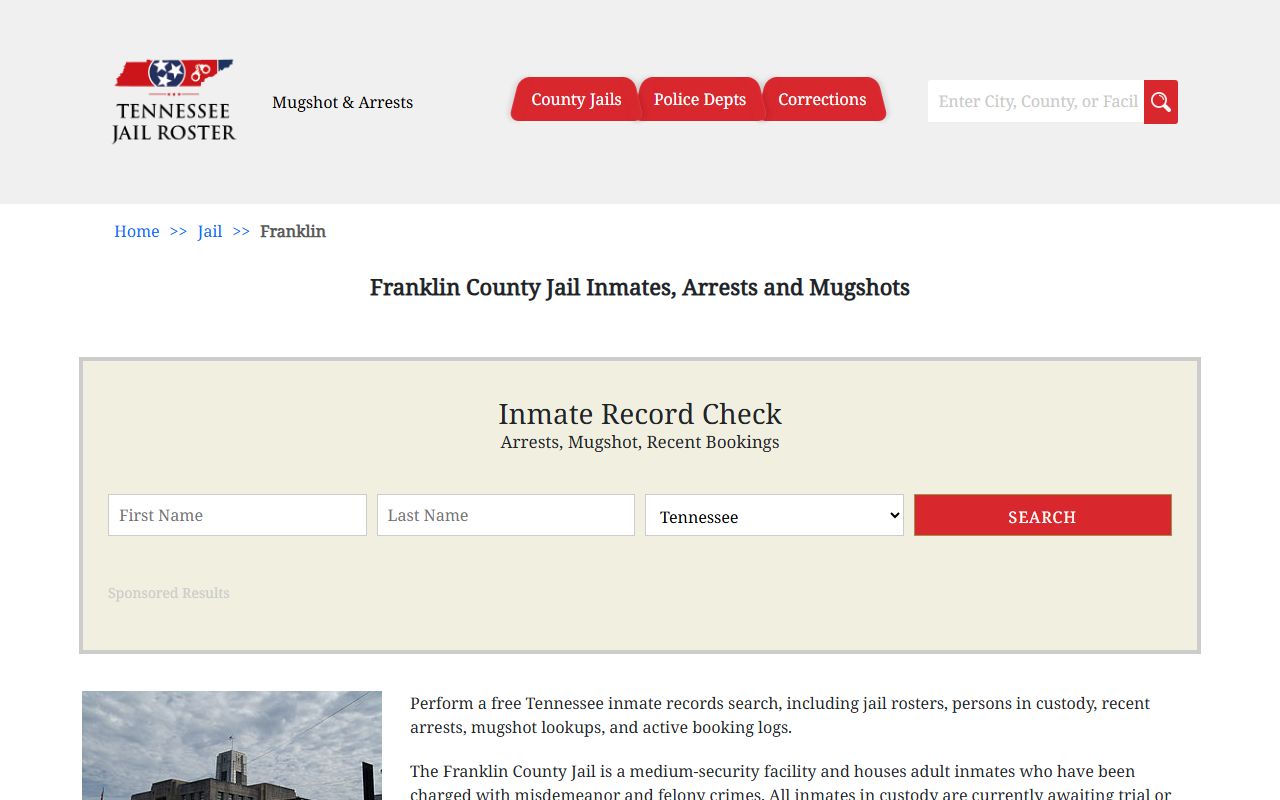 Franklin County jail information and booking releases