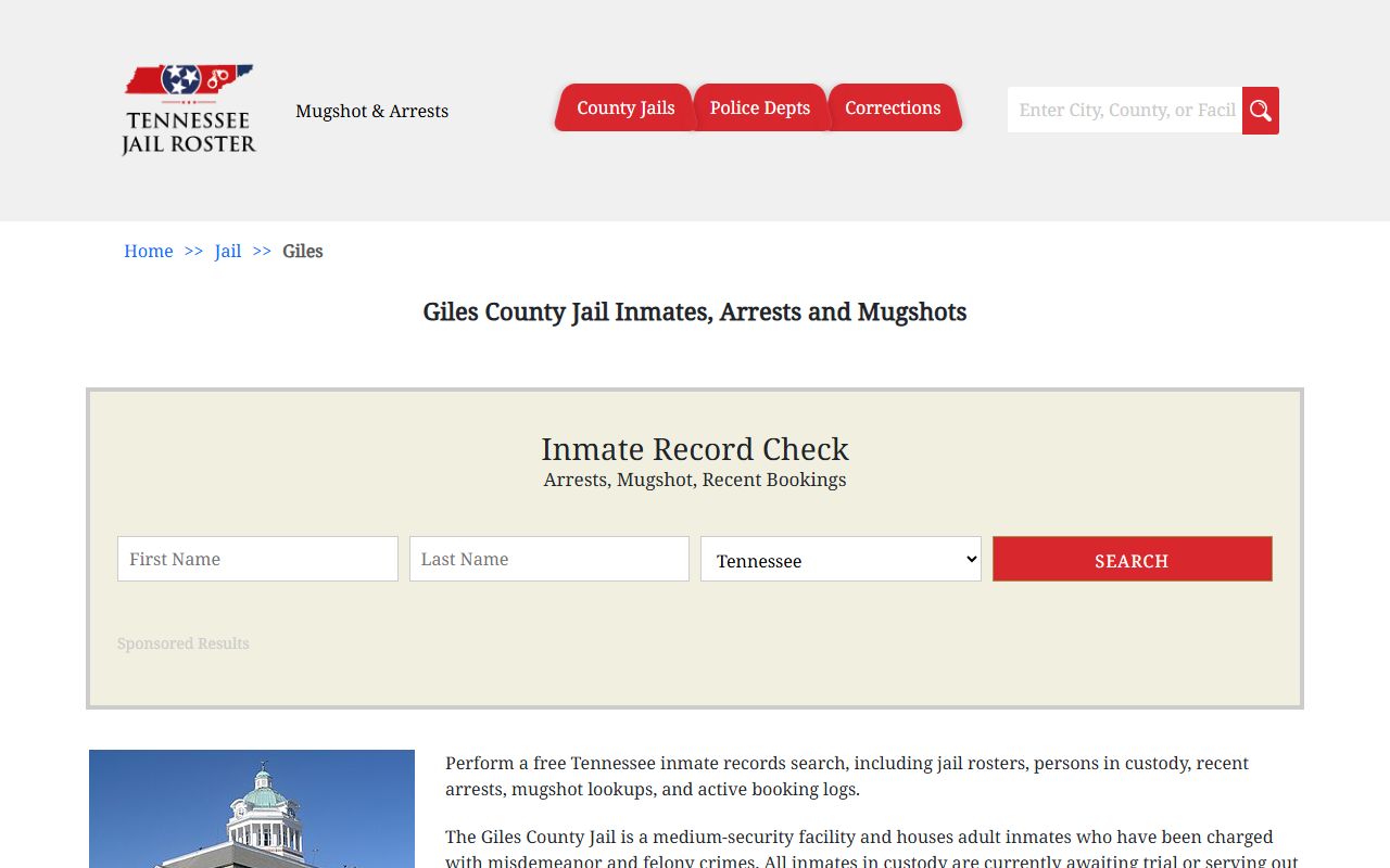 Giles County Jail booking releases information
