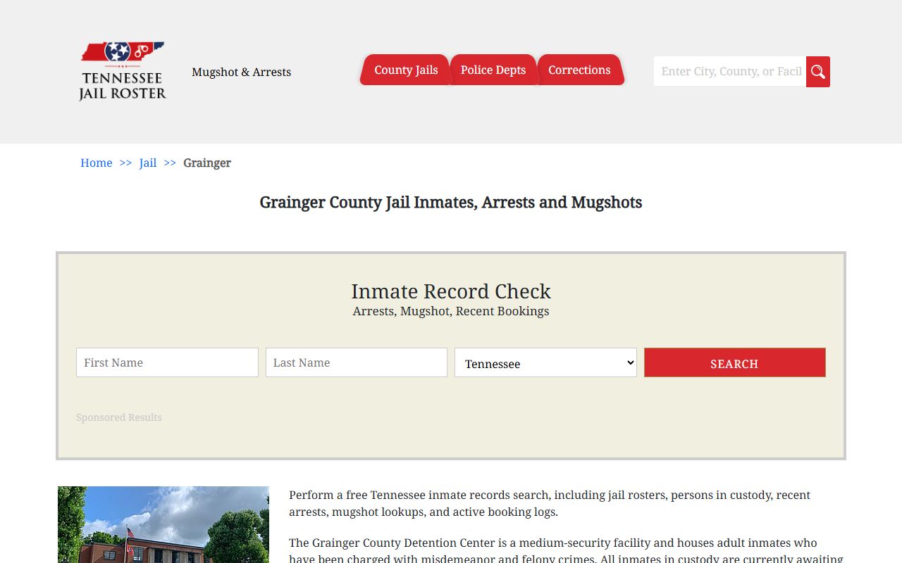 Grainger County Jail booking releases information
