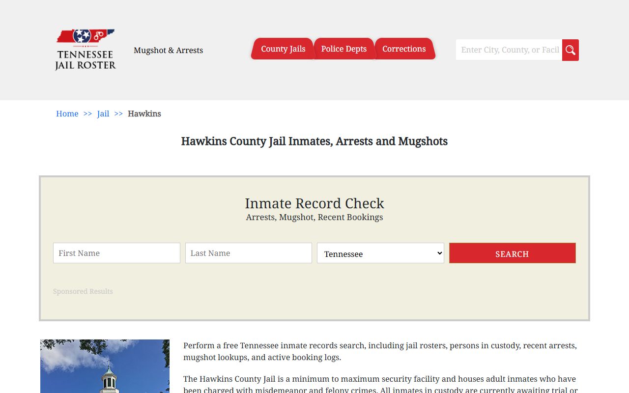 Hawkins County jail information and booking releases