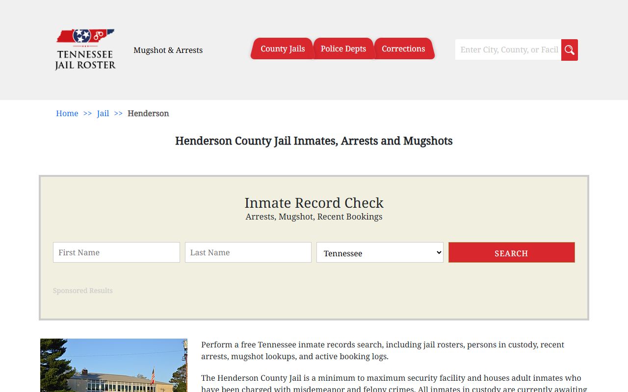 Henderson County jail booking releases information page