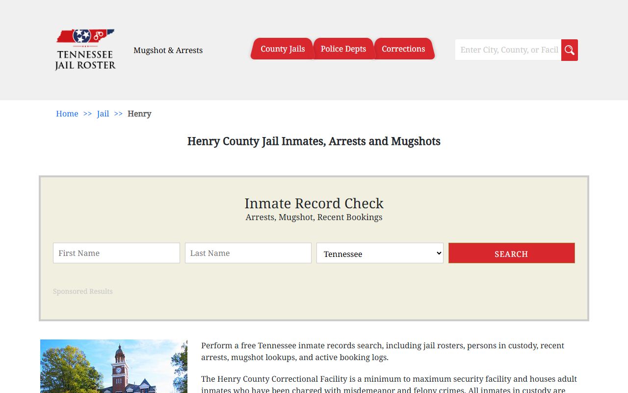 Henry County Correctional Facility booking releases information