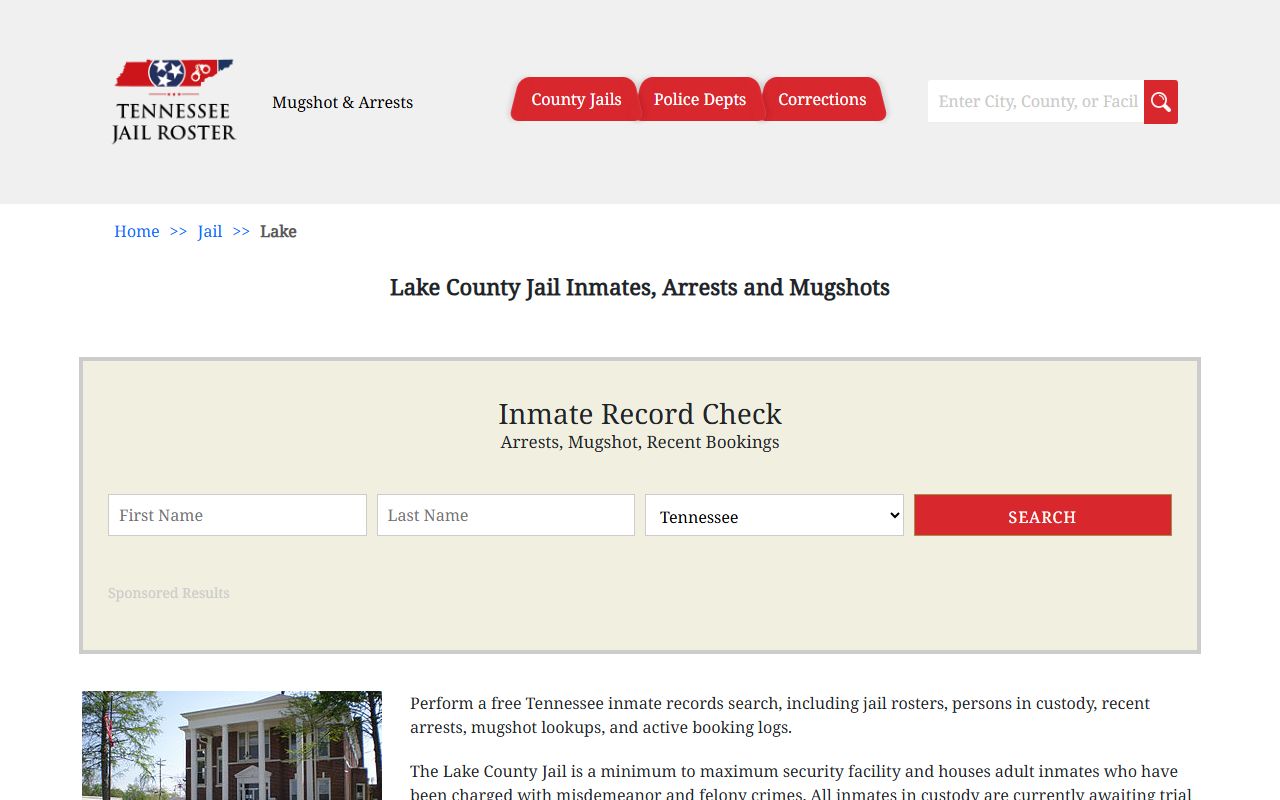 Lake County booking releases jail roster information page