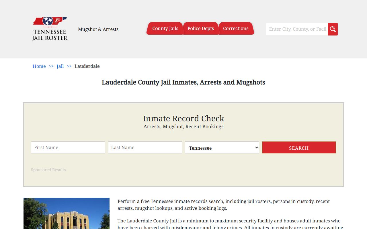 Lauderdale County booking releases jail information page