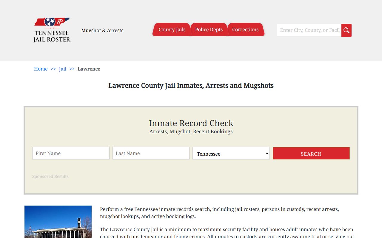 Lawrence County booking releases jail roster information