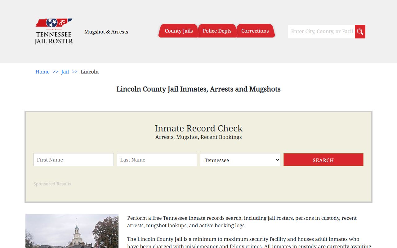 Lincoln County Jail information and booking releases