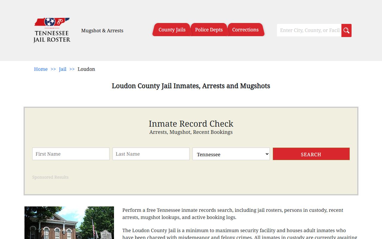 Loudon County jail information and booking releases