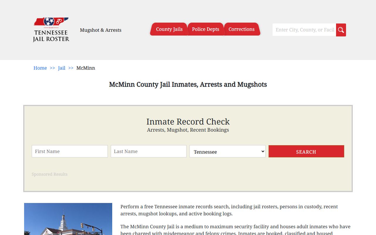 McMinn County Jail information for booking releases