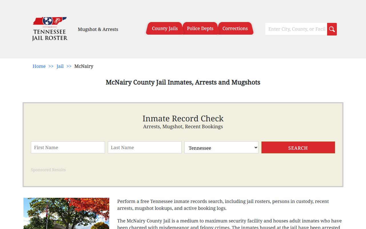 McNairy County Jail information for booking releases