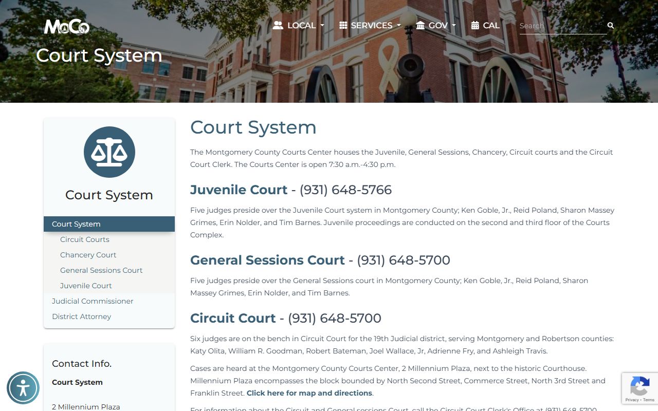 Montgomery County courts information page