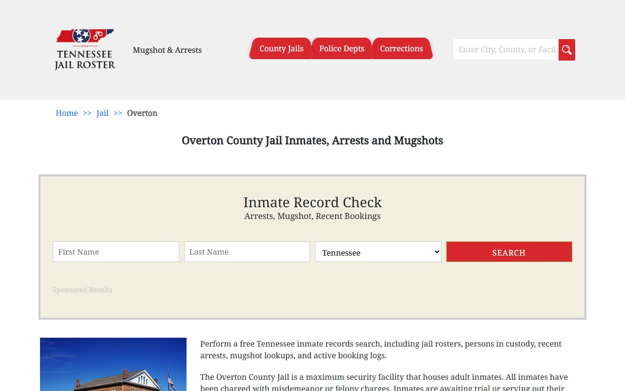 Overton County Jail booking releases information