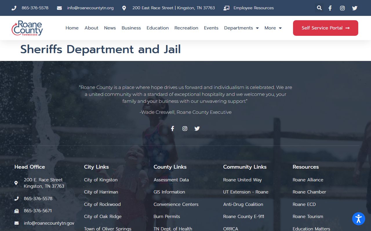 Roane County Sheriff's Office website for booking releases