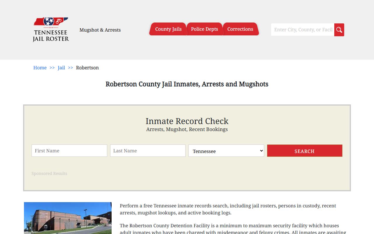 Robertson County jail roster for booking releases