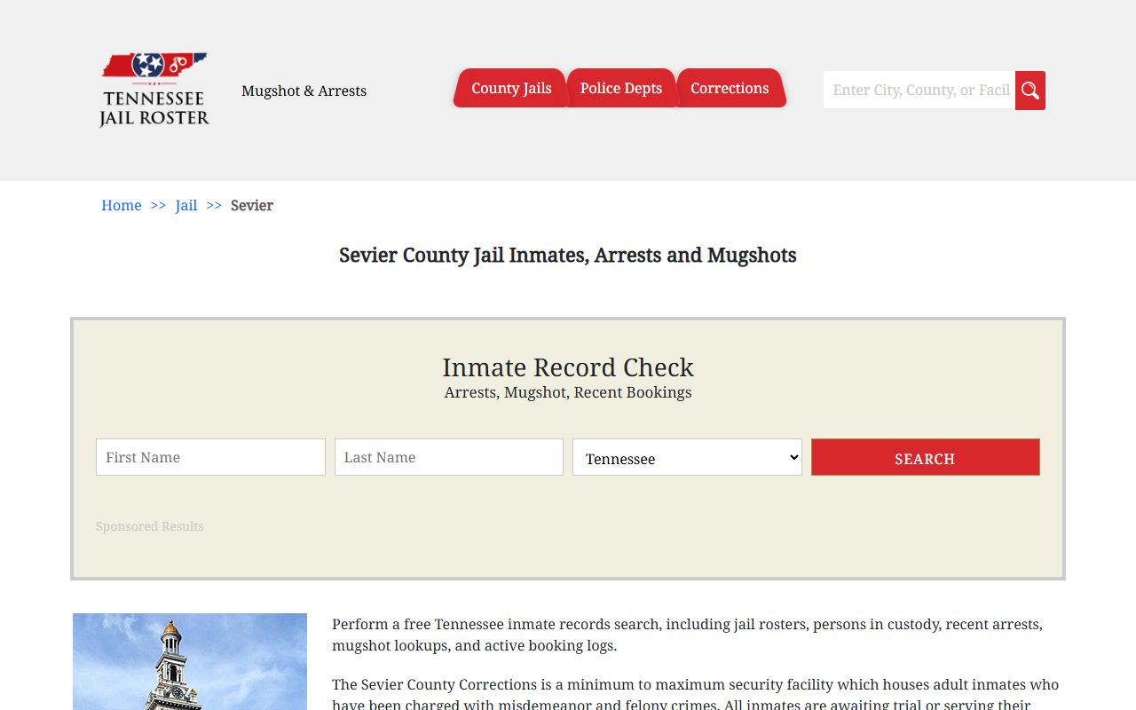 Sevier County Jail roster for booking releases search