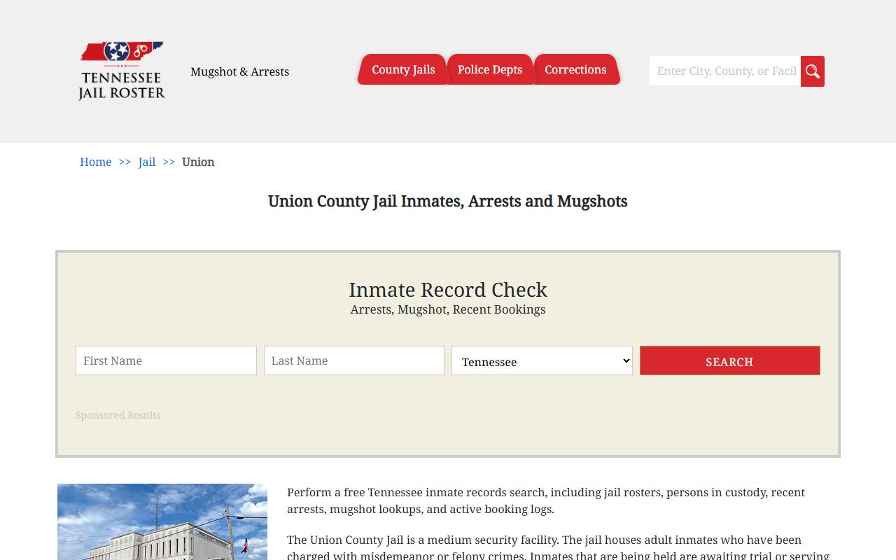 Union County Jail roster showing booking releases