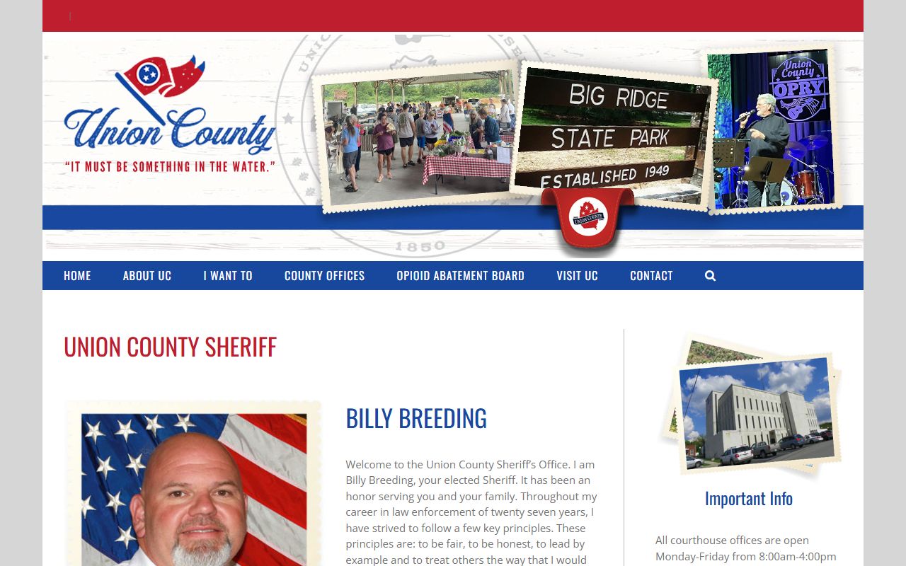 Union County Sheriff's Office website for booking releases