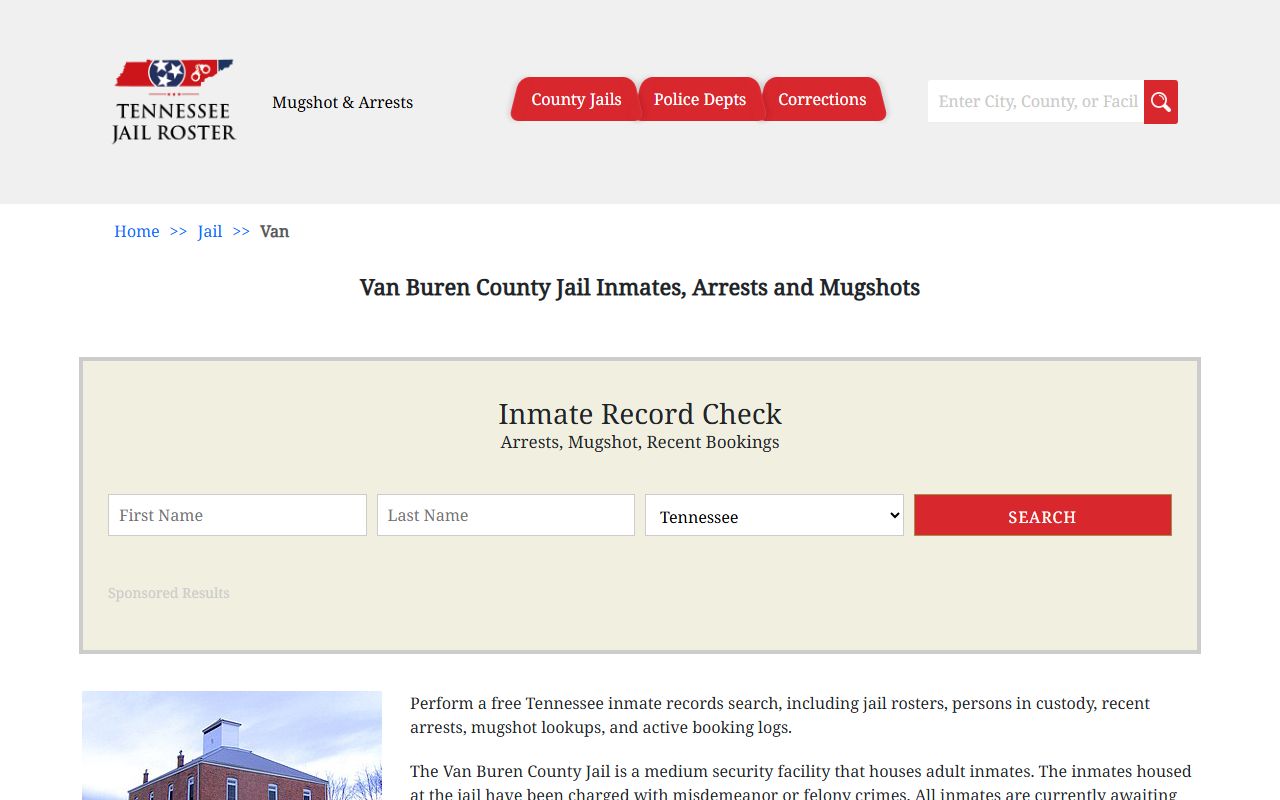 Van Buren County Jail roster for booking releases